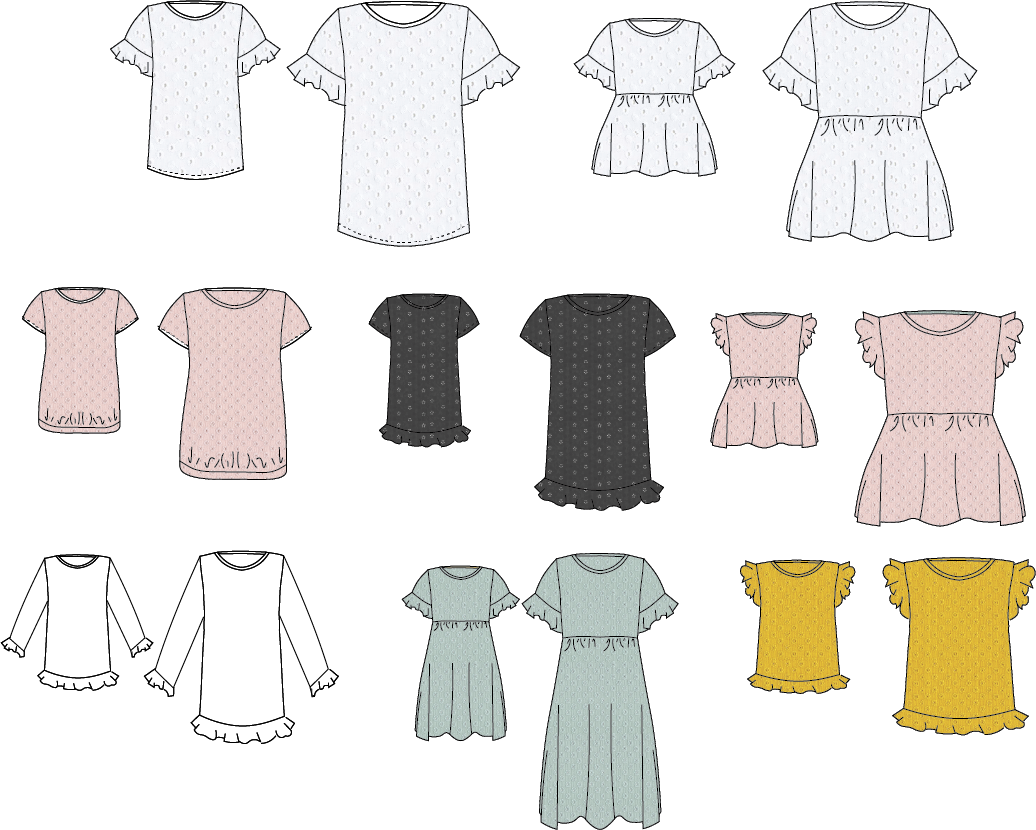 Blusa-vestito CARTAMODELLO bambina Amélie, da taglia 6 mesi a 11 anni Amélie