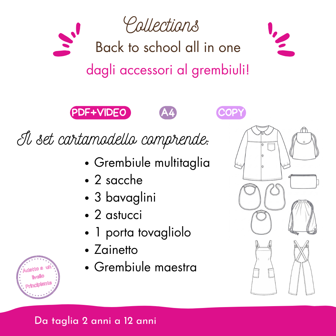 Collezione Cartamodelli scuola e tempo libero: fabric to school + video tutorial
