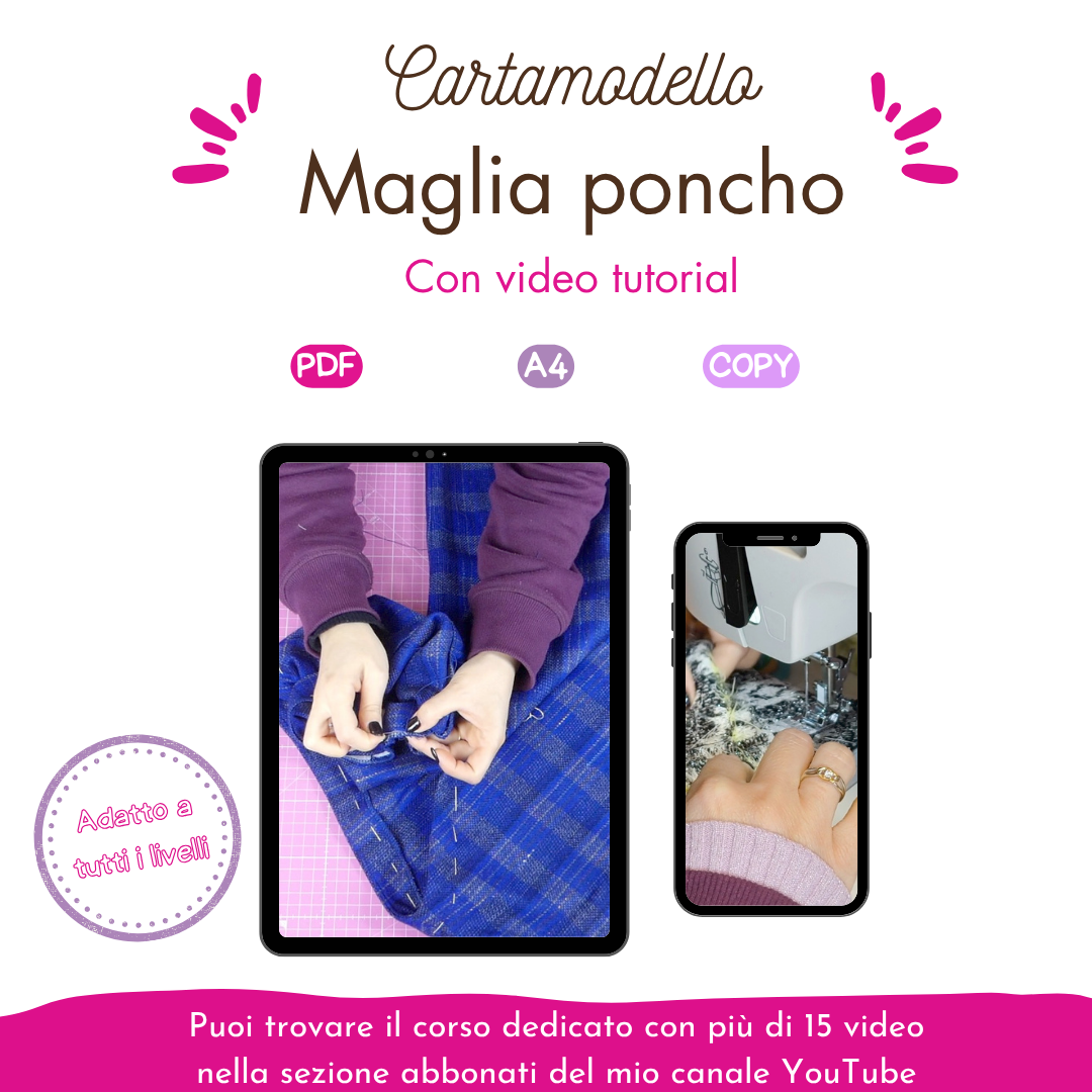 Maglia poncho donna CARTAMODELLO con VIDEO tutorial  da taglia S a 5XL