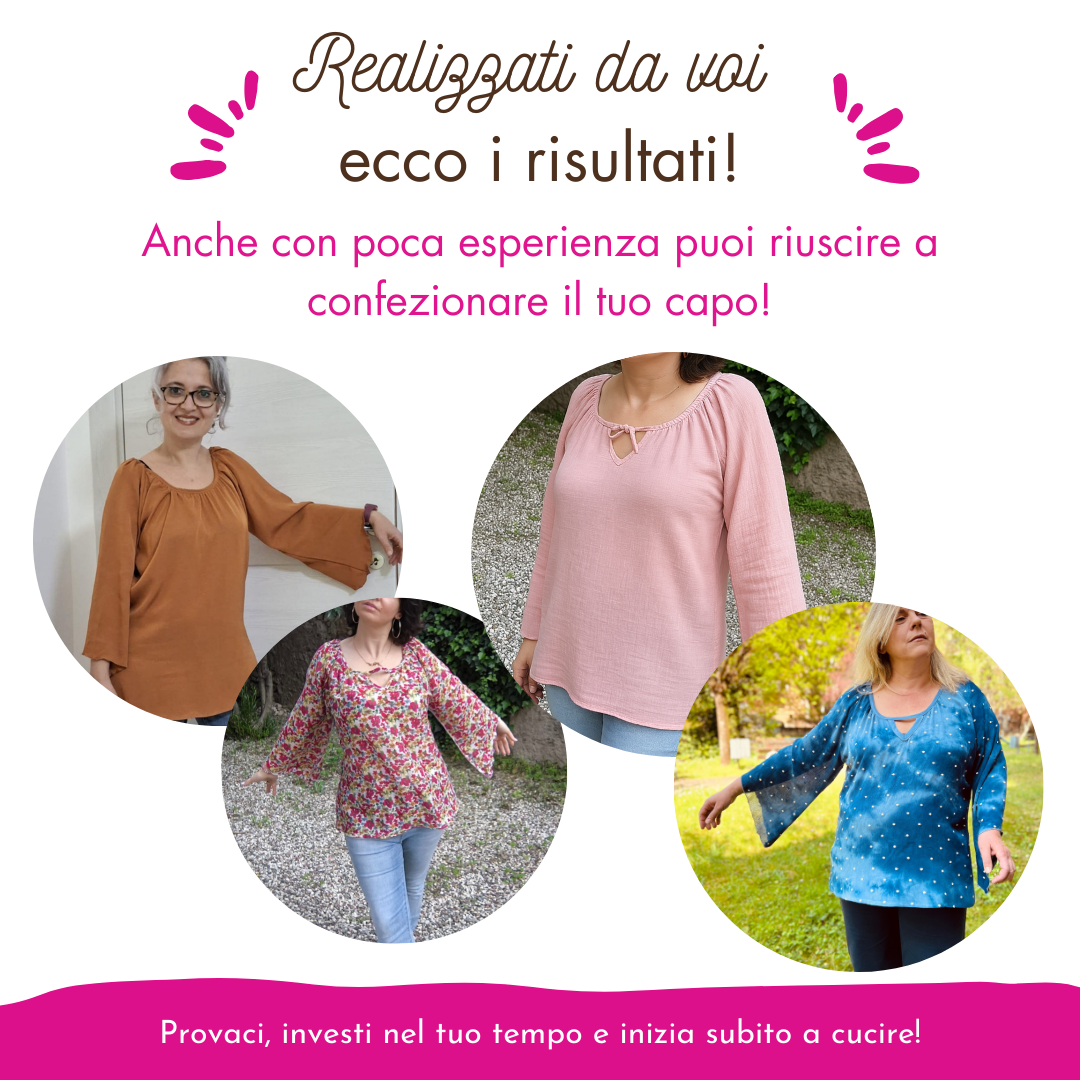 Camiciola Alisea  CARTAMODELLO donna da taglia XS a 5Xl