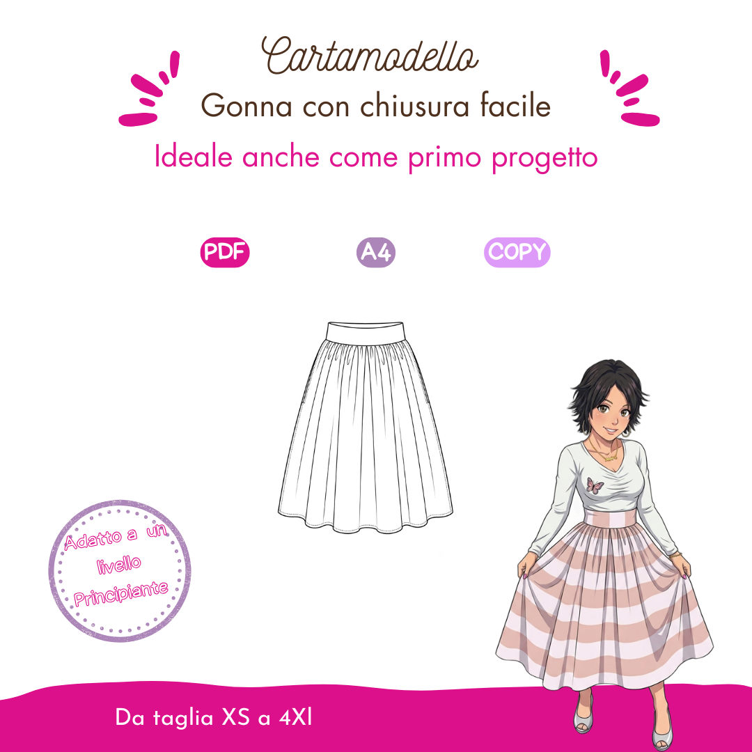 Gonna ampia Baby no zip da taglia XS a 4xl