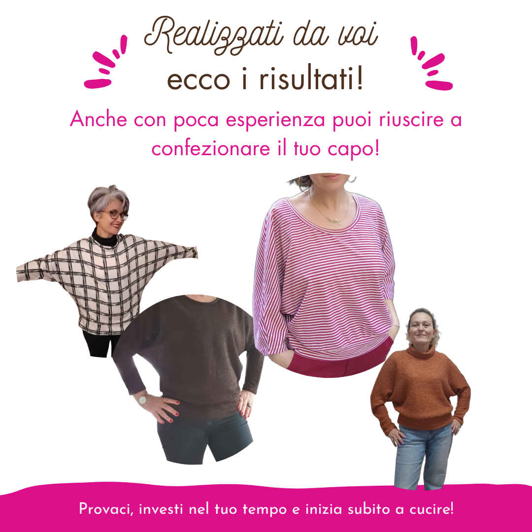 Maglia-top-vestito CARTAMODELLO PDF donna da taglia xs a 4xl