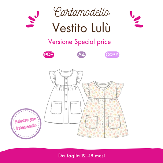 Abitino bambina Cartamodello Lulù taglia 12-18 mesi SPECIAL PRICE