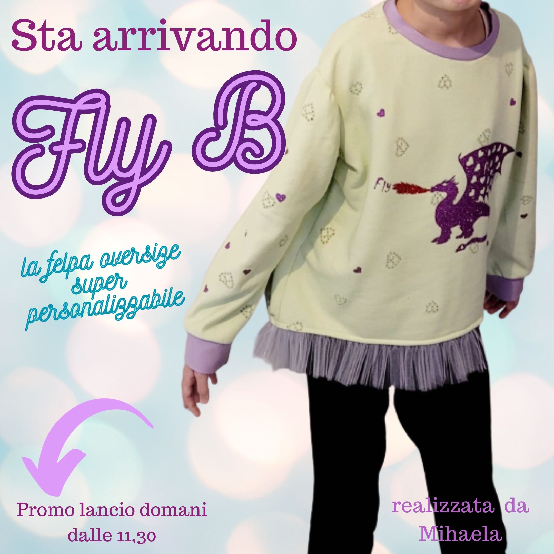 Felpa morbida bimbi Fly B, mini corso con cartamodello pdf da taglia 2 a 13 anni!