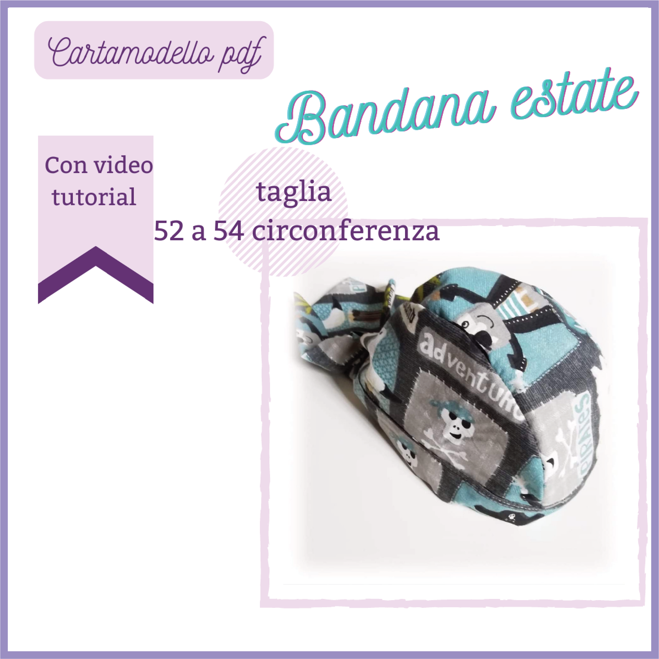 Cartamodello special price bandana mare da taglia 50 a 54 ( circonferenza )