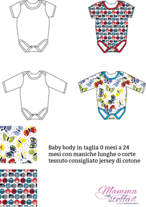 Body neonato CARTAMODELLO da taglia 0-1 mese a 24 mesi con sewing club