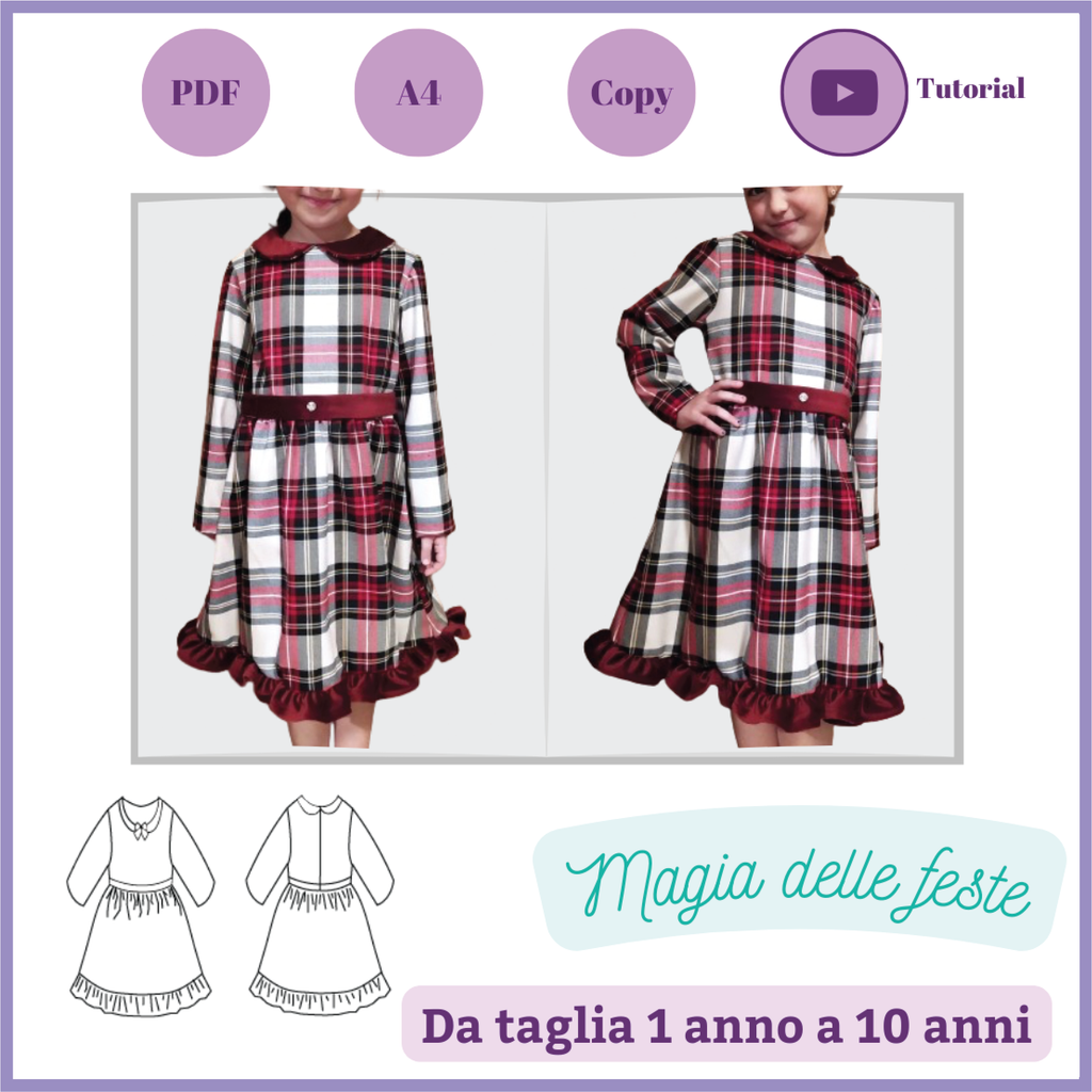 D37/Cartamodello /Cartamodello PDF / Pantaloni con bretelle e vestito con  orecchie da coniglio/Cartamodelli per bambini/A0 e A4 o formato lettera/  3M-7Y -  Italia