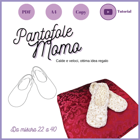 Pantofole CARTAMODELLO Momo, misura da 22 a 40  donna bambino