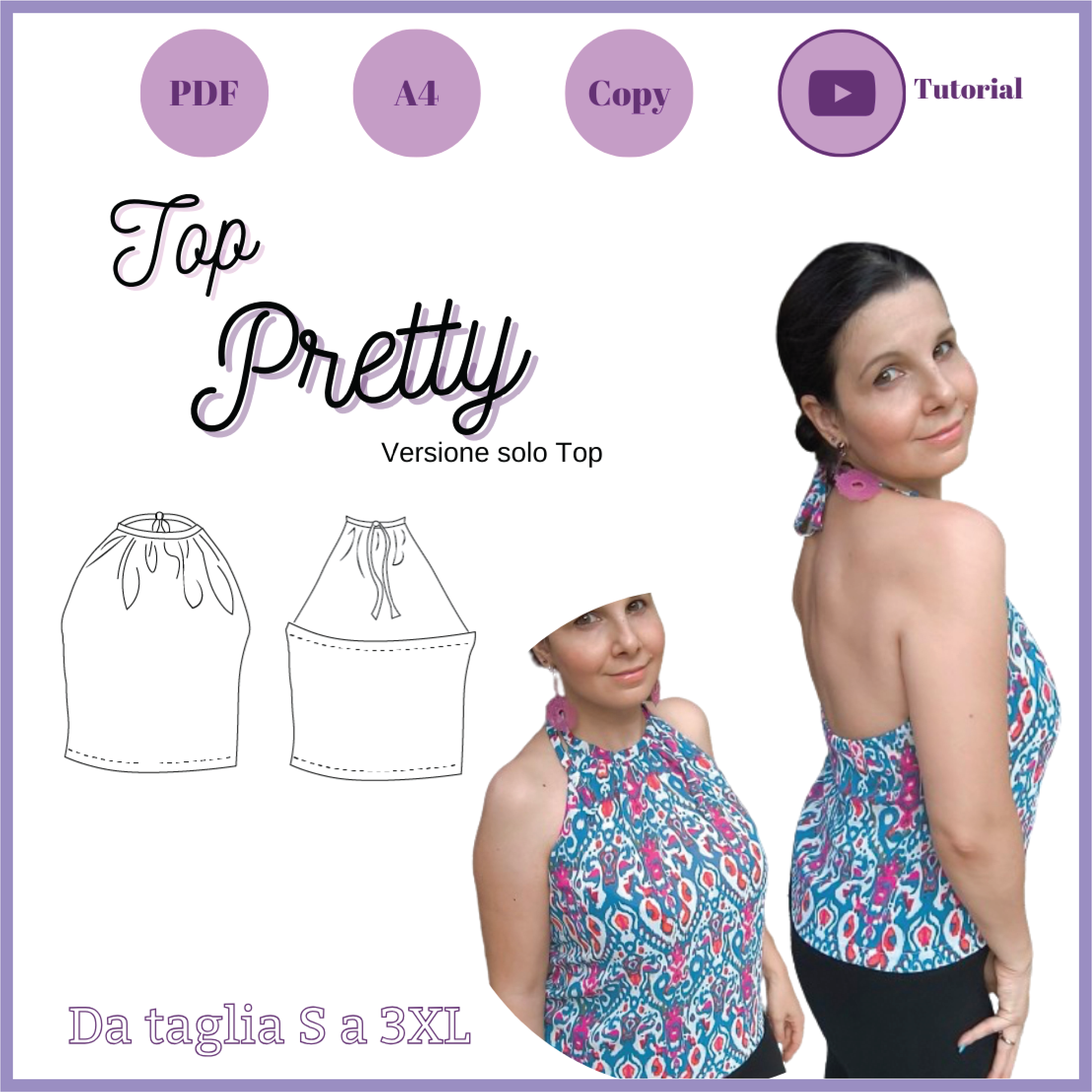 Top e canotta CARTAMODELLO Pretty da taglia S a 3XL