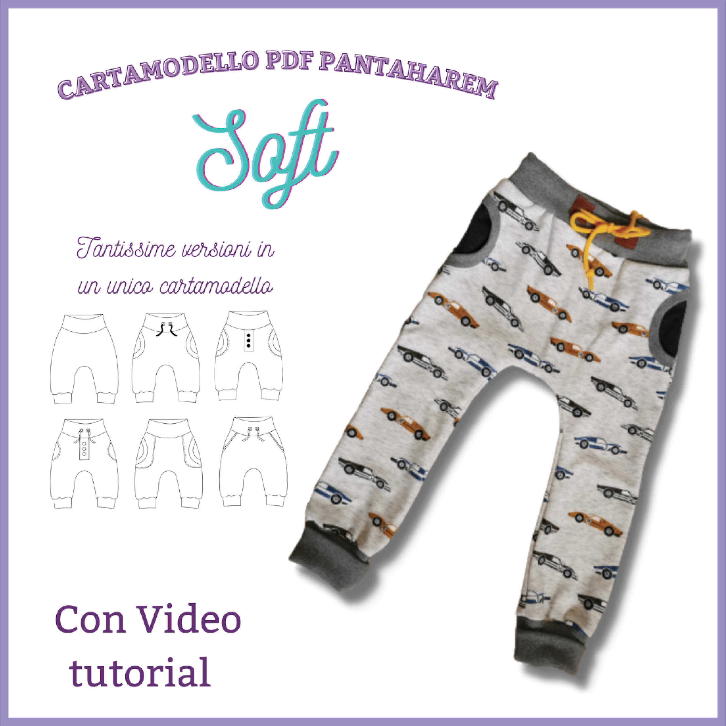 pantaloni harem CARTAMODELLO PDF neonato e bambino con video tutorial