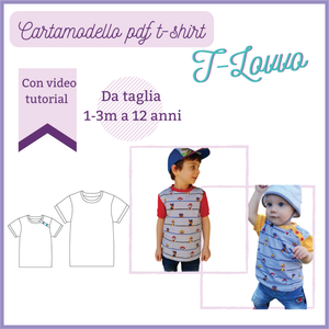 T shirt CARTAMODELLO BAMBINO con video tutorial da taglia 1-3 mesi a 12 anni