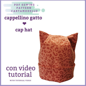 cappellino gatto CARTAMODELLO PDF super facile da neonato ad adulto con video tutorial
