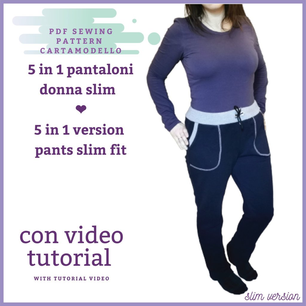 pantalone comodo CARTAMODELLO PDF donna tg s a 5xl