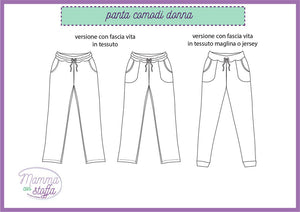 pantalone comodo CARTAMODELLO PDF donna tg s a 5xl