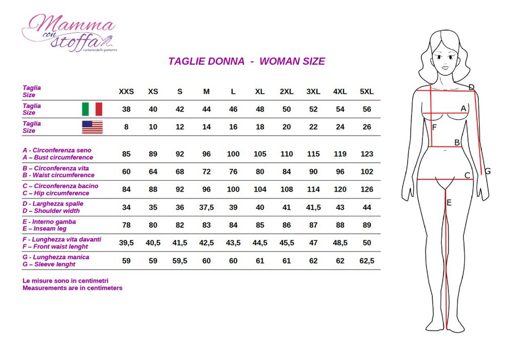 pigiama donna CARTAMODELLO PDF da taglia S a 3xl con video tutorial