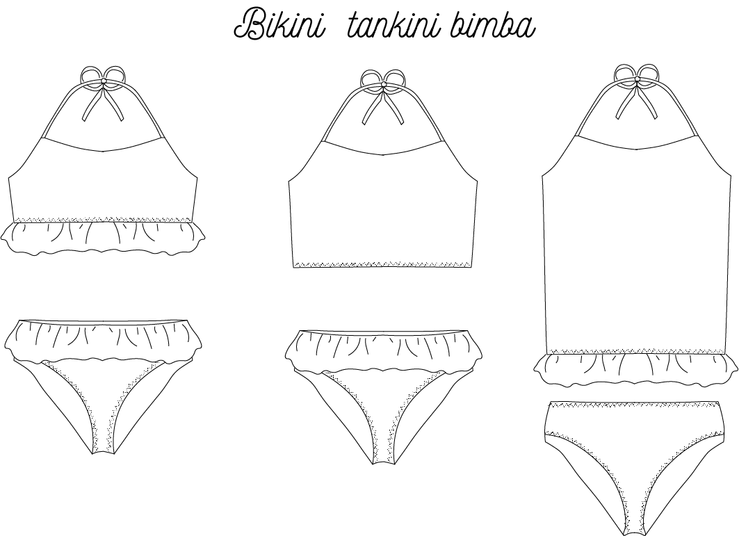 Costume Bikini-tankini CARTAMODELLO bambina tg 2 a 12/13 anni